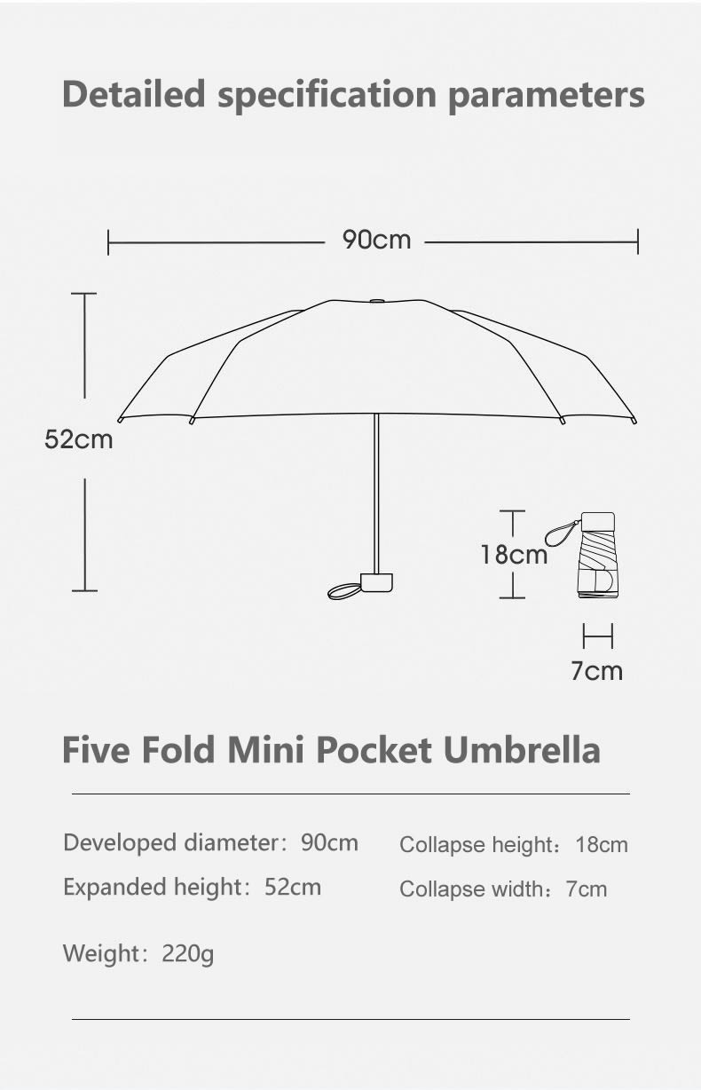 Flat mini umbrella size