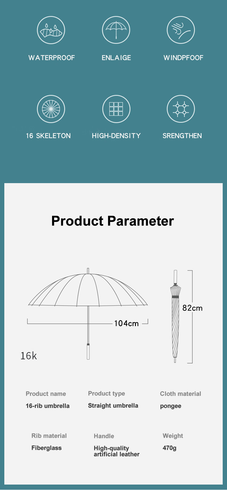 16 ribs umbrella