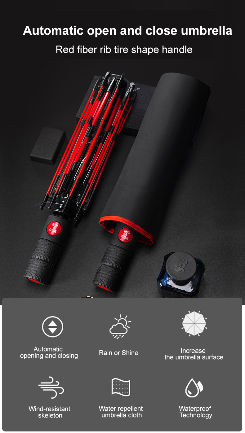 Automatic umbrella with tire shaped handle